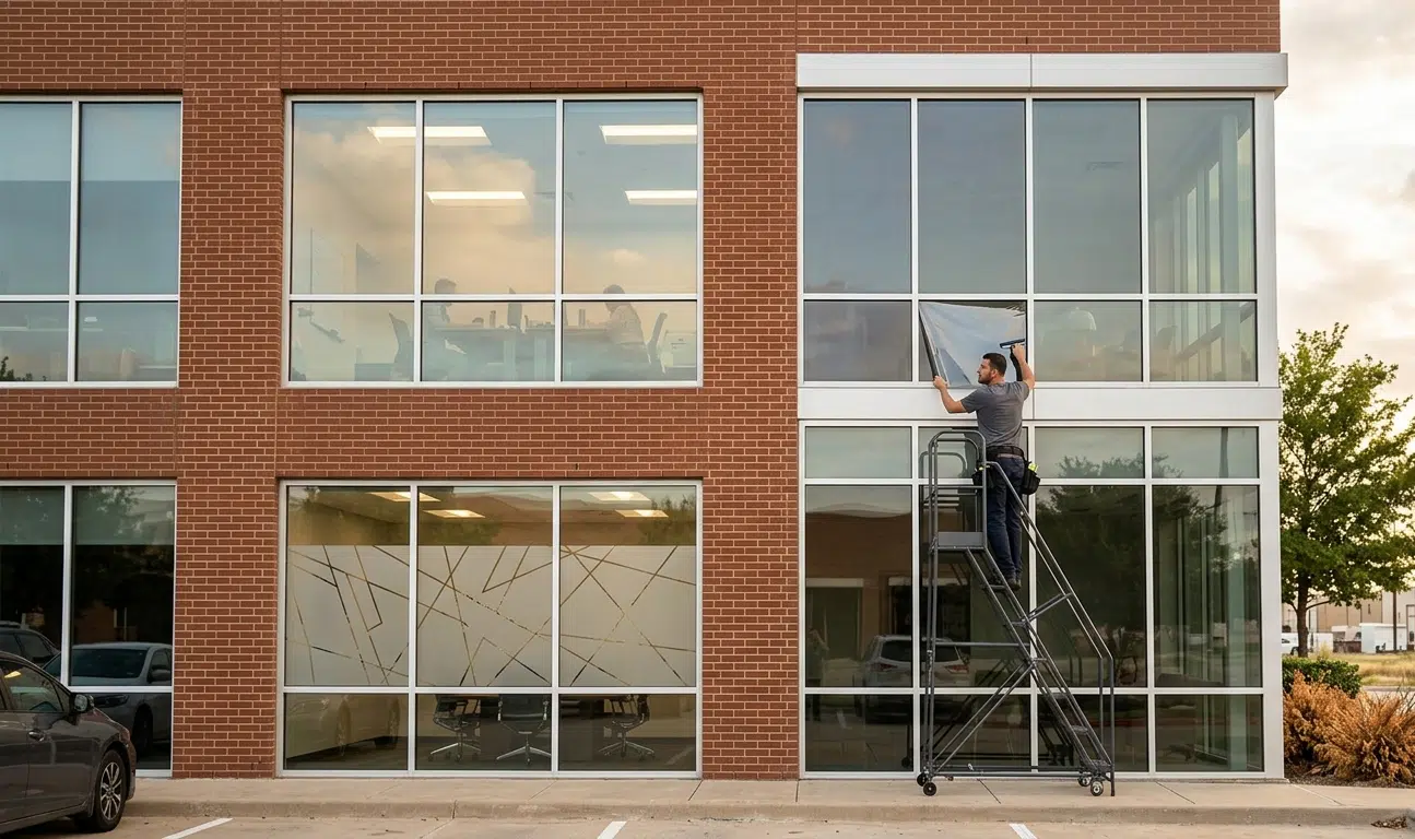 Tinted storefront windows for Dallas commercial building