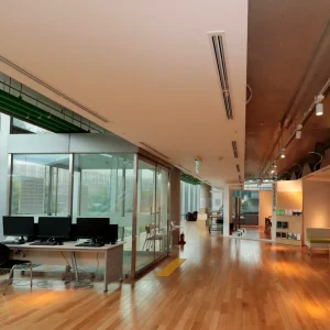 Open-plan office glazing with LLumar Deluxe window film installed by OOVO DFW