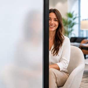 LLumar Glacier NRM 55 PS4 privacy film fitted to interior glass