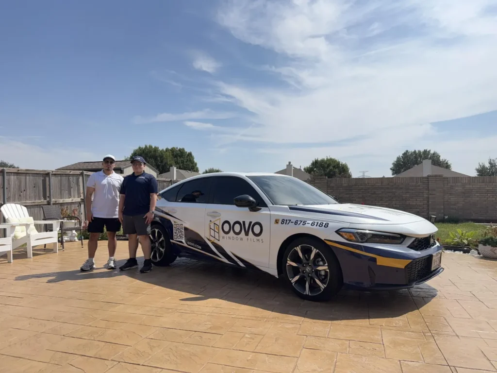 OOVO Window Films fleet installation team and service vehicle in DFW