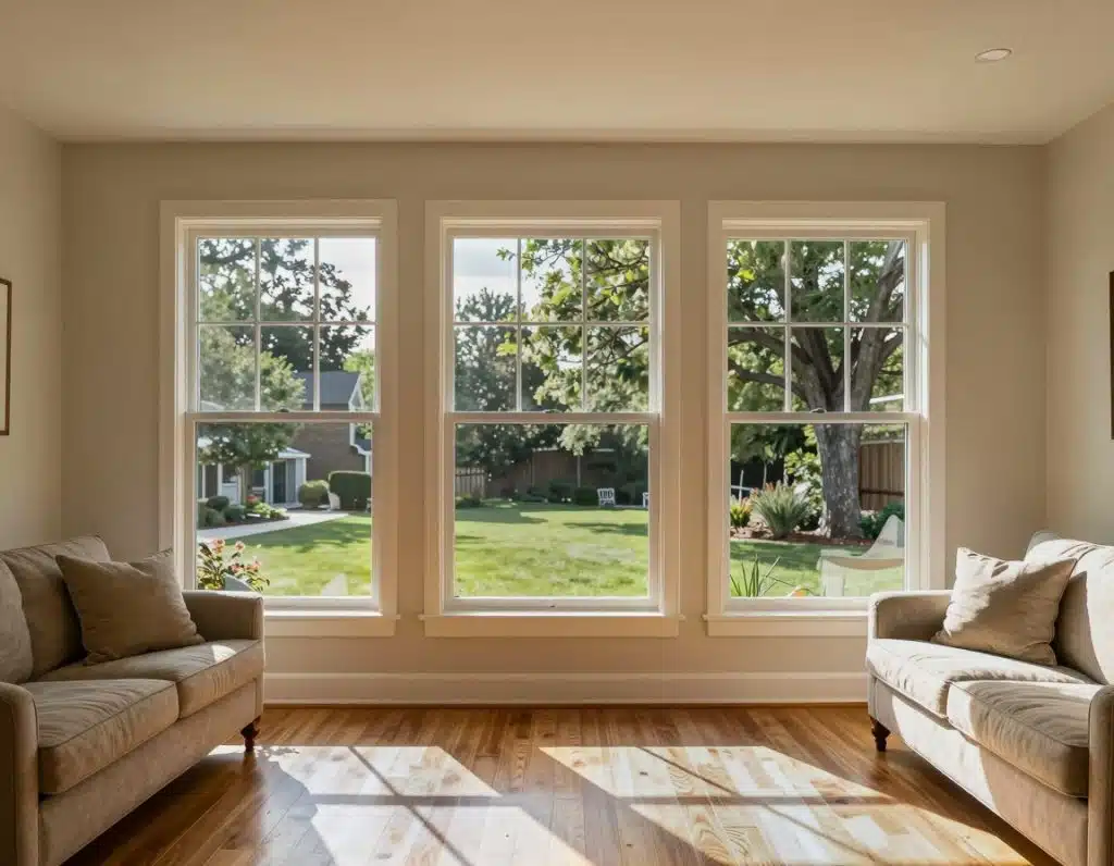The same living room windows fitted with Vista by LLumar Crystal Elegance V58 SR CDF