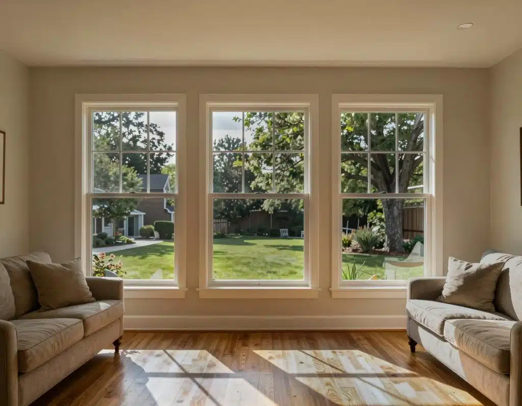 The same living room windows fitted with Vista by LLumar Soft Horizons V33 SR CDF