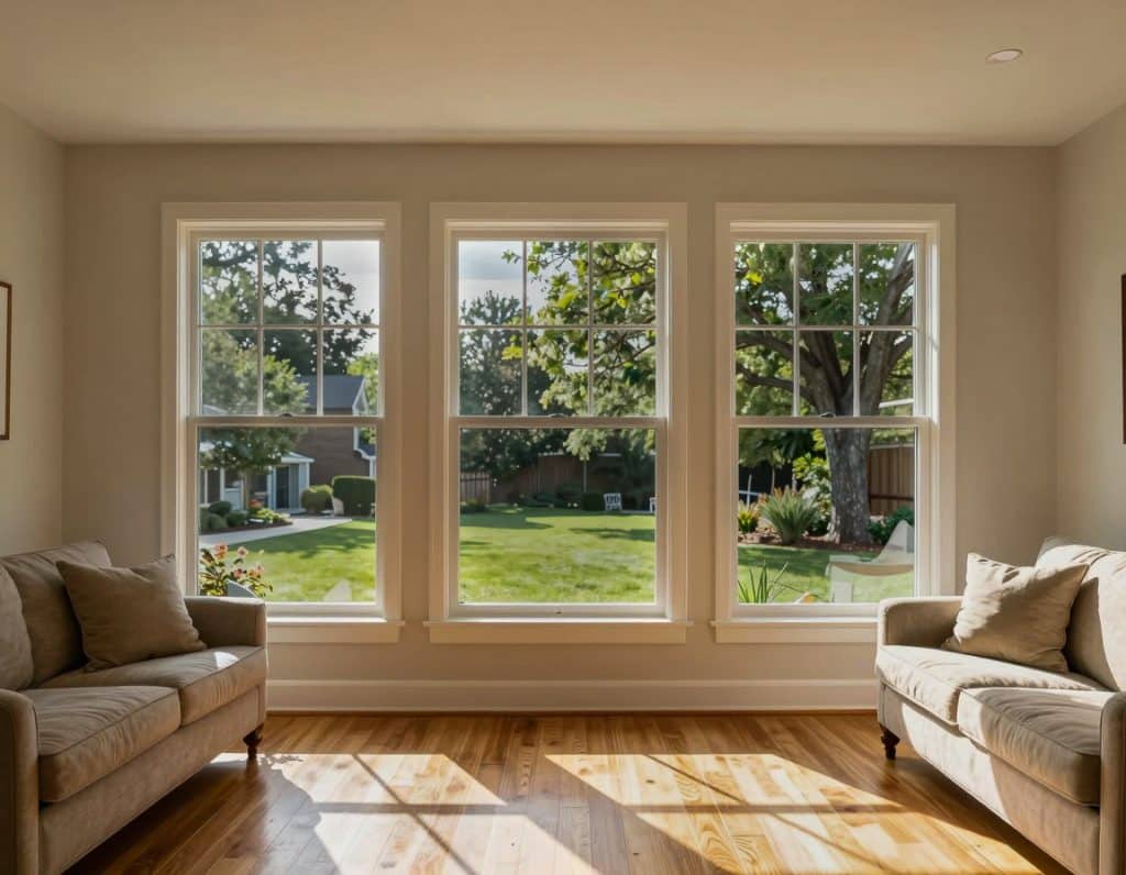 The same living room windows fitted with Vista by LLumar SpectraSelect Performance VS50 SR CDF