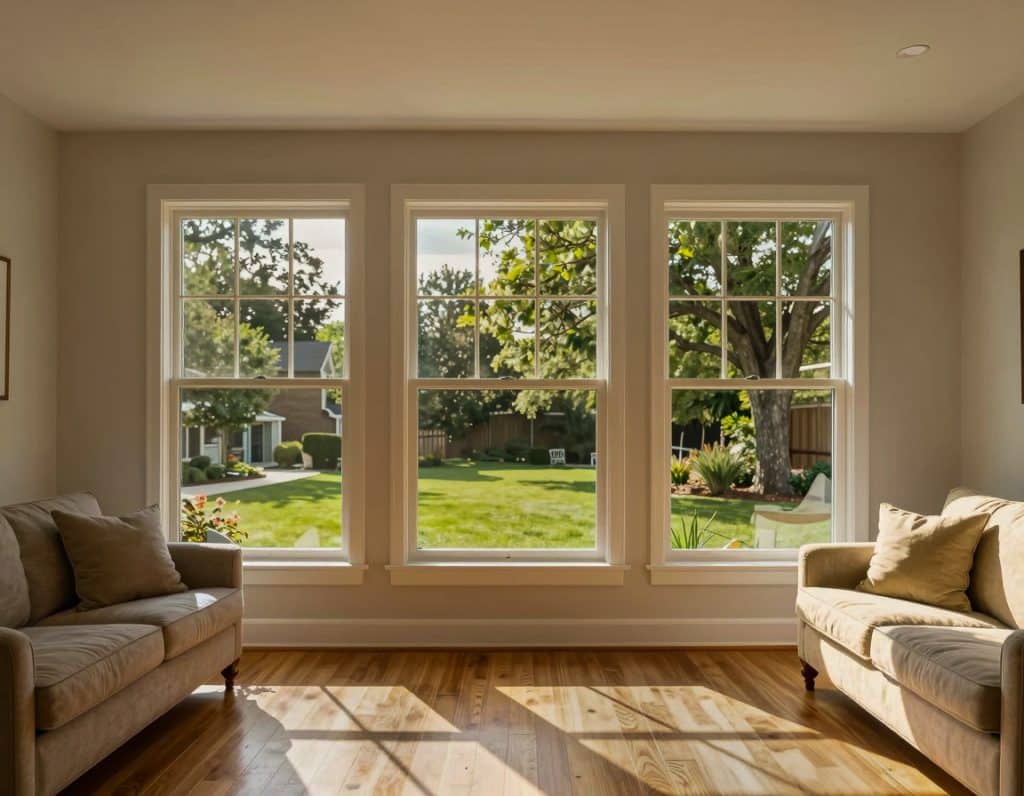 The same living room windows fitted with Vista by LLumar Sunrise Bronze V33BR SR CDF